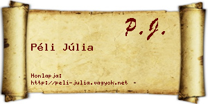 Péli Júlia névjegykártya